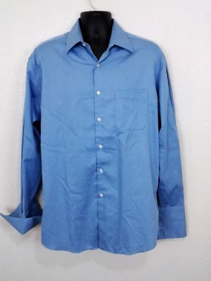 Men's Perry Ellis Portfolio L(16,34-35) Cotton L/S Blue  French Cuff   L11 - Image 1 of 4