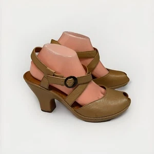 Born Crown Größe 10 zehenfreie Leder-Plateausandalen mit Absatz Knöchelriemen Schuhe - Bild 1 von 15