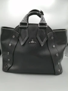 Vivienne Westwood Bolso de Mano 2 Vías Bolso de Hombro Negro Nurock Cuero Tachonado - Imagen 1 de 8