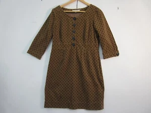 Boden Corduroy Brown dress Women's UK 12R Black Poker dot Casual Zip up. - Picture 1 of 24