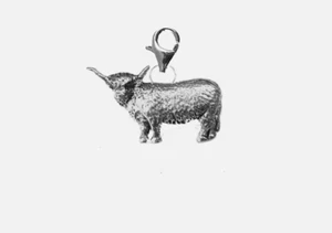 pp-g58 Highland Cow en un broche y aro de langosta de plata esterlina estampada 925 - Imagen 1 de 1