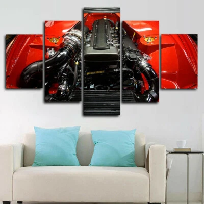 Cartel de arte de pared con impresión en lienzo de 5 paneles de motor de automóvil Toyota Supra decoración del hogar Foto 1 de 4