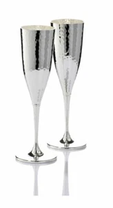 Juego De 2 Copas Flute En Plata Martillada Cl 100 Estilo Martillado - Imagen 1 de 2