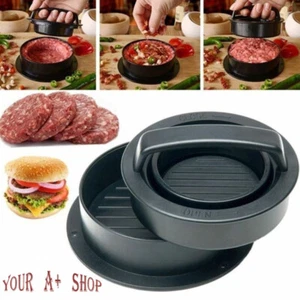 3 IN 1 Non Stick Stuffed Burger Press Hamburger Patty Molds Maker Sliders BBQ US - Picture 1 of 10