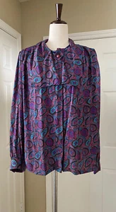 Camicetta vintage Koret taglia 18 con bottoni viola multicolore paisley donna - Foto 1 di 5