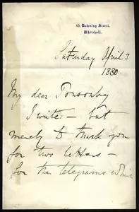 1880 10 DOWNING ST Parlamentswahlen, DISRAELIS Privatsekretär M. Corry - Bild 1 von 3