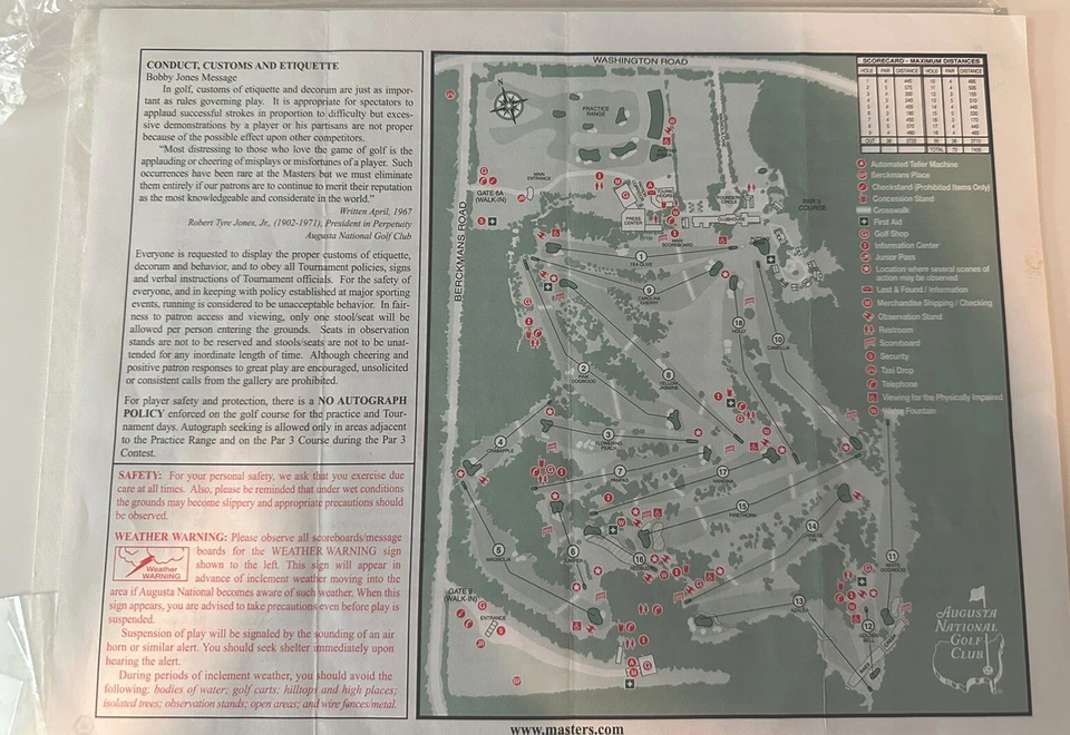 Hojas de horarios de emparejamiento y inicio Masters 7 de abril de 2012 Bubba Watson de colección raras Foto 1 de 2