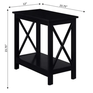 Convenience Concepts End Table 23.75" H X 12" W, Rectangle Wood Black W/ Shelf - Picture 1 of 4