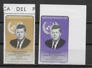 PARAGUAY, NACIONES UNIDAS, KENNEDY, 1964, SET DE 2 IMP/PERF, MNH, CV$12 - Imagen 1 de 1