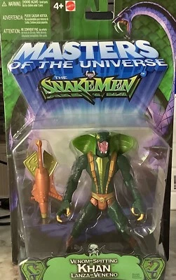 2003 MOTU vs. Snake Men Venom-Spitting Khan Figure MOC Mattel  w/ Protecter - Image 1 of 4
