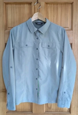 EASTERN MOUNTAIN Sports Green Grey Vented Shirt M Women Ripstop Button-Up Sleeve - Image 1 of 4