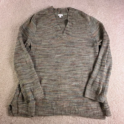 Suéter para mujer Jill L Petite multicolor cuello en V pulóver manga larga algodón Foto 1 de 4