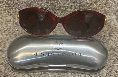 Gafas de sol vintage Kieselstein Cord rojo cocodrilo con estuche Foto 1 de 4