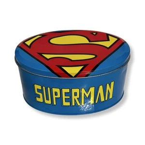 Superman Oval Metal Tin Box Bioworld 2008 DC Comics 8” Storage Container - Picture 1 of 9