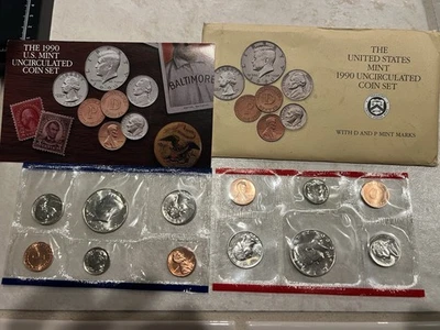 1990 P and D Annual United States Mint Uncirculated 10 Coin Set BU Complete - Image 1 of 4