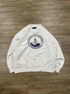 Vintage Champion Reverse Weave UW Steven’s Point grau Rundhalsausschnitt Sweatshirt Herren L - Bild 1 von 6