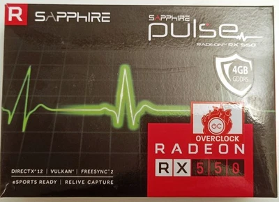 Sapphire Pulse Radeon RX 550 4GB GDDR5 Scheda Video GPU - HDMI DP DVI - Boxed - Immagine 1 di 4