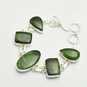 Pulsera étnica hecha a mano de piedras preciosas de jade nefrita joyería 29 gms regalo AB 12217 - Imagen 1 de 1