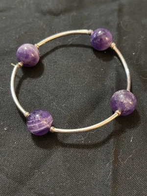 Sterling Silver And Amethyst Stretchable Bracelet - Image 1 of 2