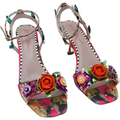Sandalias de tacón Betsey Johnson Karra florales adornadas con flores EE. UU. 11M Foto 1 de 4
