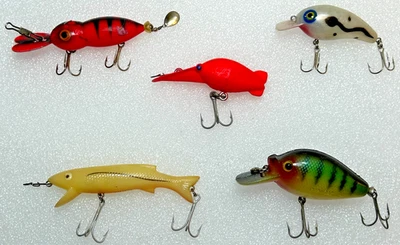 Vintage Lure Lot - Arbogast Pug Nose Hot Shot 30 Shal-A-Minner Cordell Crankbait - Image 1 of 4