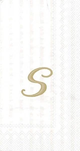 Ideal Home Range 16 Count 3-Ply Letter S Monogram Guest Towels, White/Gold - Picture 1 of 1