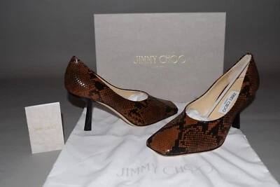 Nuevo en caja Zapatos de salón Jimmy Choo Marcela 85 de cuero con estampado de serpiente para mujer talla 38,5/8,5 Foto 1 de 4