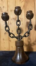 Iron Chain Carved Wood Bell Candle Holders Candelabra Gothic Medieval
