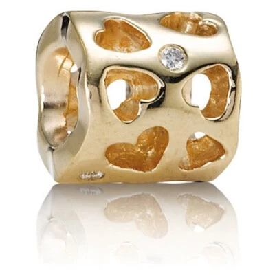 正品潘多拉 14K 金钻石爱心饰品 750275D 退回 — 第 1/3 张图片