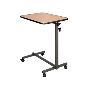 Tilt Overbed Hospital Table with Wheels Castors Mobile Adjustable Desk, Pine - Picture 1 of 3