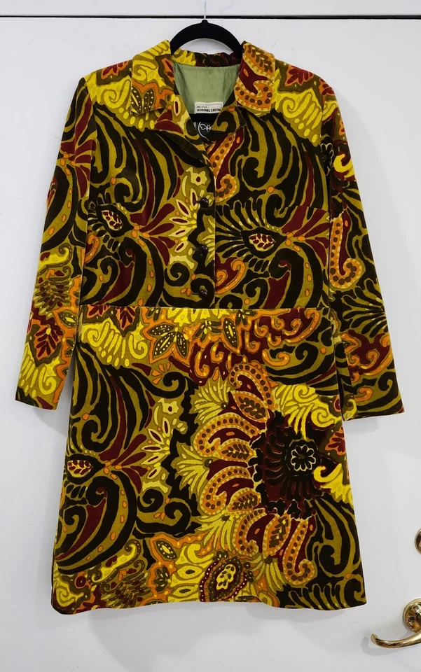 Vestido de Terciopelo Modelo Hummelsheim Retro Mod Estampado Floral Remolino Talla 42  Foto 1 de 4