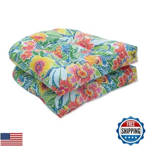 Pillow Perfect Bright Floral Indoor/Outdoor Chair Seat Cushion, Tufted, Weath - Picture 1 of 5
