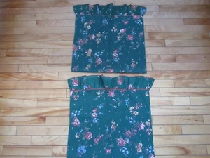 2 CANNON MILLS USA FIELDCREST KING SIZE PILLOWCASES RUFFLES DEEP GREEN FLORALS - Picture 1 of 6