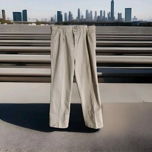 Boys Izod Khaki Pants Size 18 Husky Pleated 100% Cotton Adjustable Waist Uniform - Picture 1 of 7