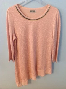 Jm Collection Womens Crew Neck 3/4 Sleeve Pink Top Shirt - Picture 1 of 6