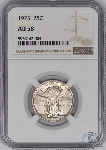 1923 Standing Liberty Quarter 25c NGC AU58 - Great Luster! Cover