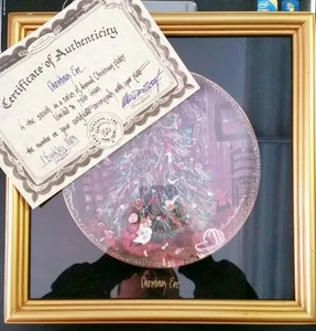 Anna Perenna "CHRISTMAS EVE" Framed by P. Buckely Moss Plate, NIB w/ COA - Picture 1 of 4
