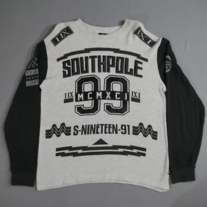 Vtg Y2k Southpole Thermal Long Sleeve Shirt Gray Mens XL Waffle Knit 99 Felt - Picture 1 of 14