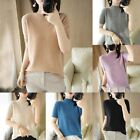Trendy Women's Short Sleeve Bottoming Shirt Sweater with Faux Cashmere Knit