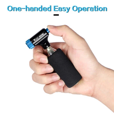 WEST BIKING Aluminum Bicycle Bike Pump Fast Air CO2 Inflator Ball Pump Blue - Image 1 of 4