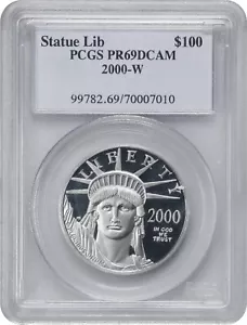 2000-W Proof Platinum Eagle 1 oz 100 $ PCGS PR69DCAM - Bild 1 von 2