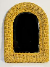 Vintage Natural Wicker Rattan Arched Wall Mirror 16 x 12