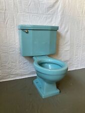 Vtg Deco Mid Century Regency Blue Porcelain Toilet Old Standard Bathroom 496-23E