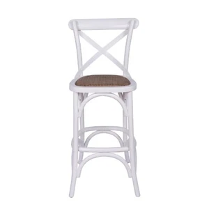 Marie Barstool With Rattan Seat Metal Cross Back - White - Picture 1 of 5