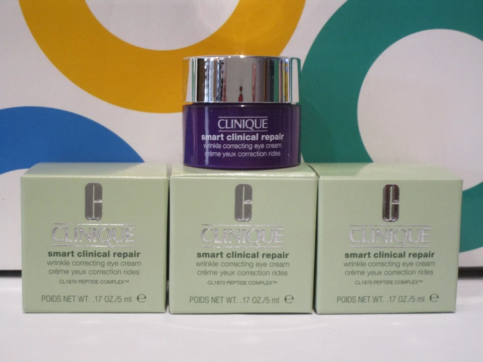 CLÍNICA ~ CREMA PARA OJOS CORRECTORA DE ARRUGAS REPARACIÓN CLÍNICA INTELIGENTE ~ LOTE DE 3 PIEZAS DE 0,17 OZ Foto 1 de 1