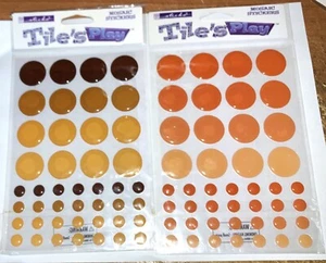 1 DARK ORANGE & 1 BROWN 3D SCRAPBOOK EMBELLISHMENTS ~ Round mosaic tile stickers - Picture 1 of 1