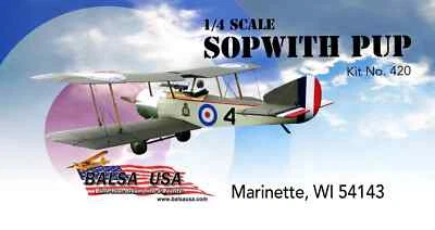 Balsa USA 1/4 Scale Sopwith Pup Remote Control Balsa Wood Airplane Kit #420 - Image 1 of 3