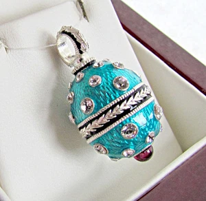 STUNNING RUSSIAN PENDANT SOLID STERLING SILVER 925 ENAMELED with GENUINE GARNET - Picture 1 of 5