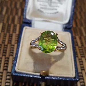 925 Sterling Silver Ring, Genuine Peridot And Topaz Gemstones, Size R.5 US 8.75 - Picture 1 of 8