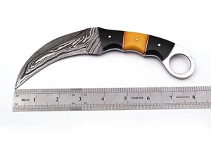 CUSTOM HANDMADE DAMASCUS STEEL HUNTING SURVIVAL KARAMBIT SKINNING KNIFE OUTDOOR - Picture 1 of 5
